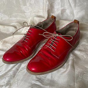 Candy Apple Red Patent Leather Lace Up Loafers
